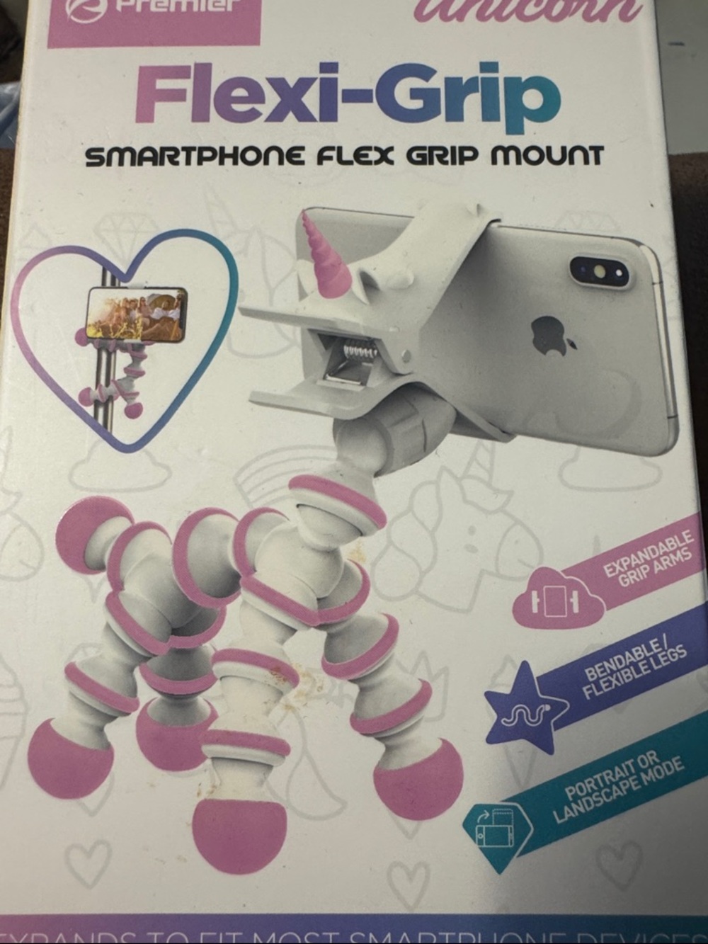 Premier Flexi-Grip Unicorn Smartphone Mount in White & Pink